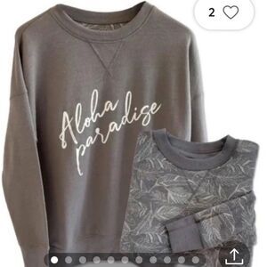 JAXSEA TOPS ALOHA PARADISE REVERSIBLE PULLOVER SWEATSHIRT GREY VERY GENTLY USED